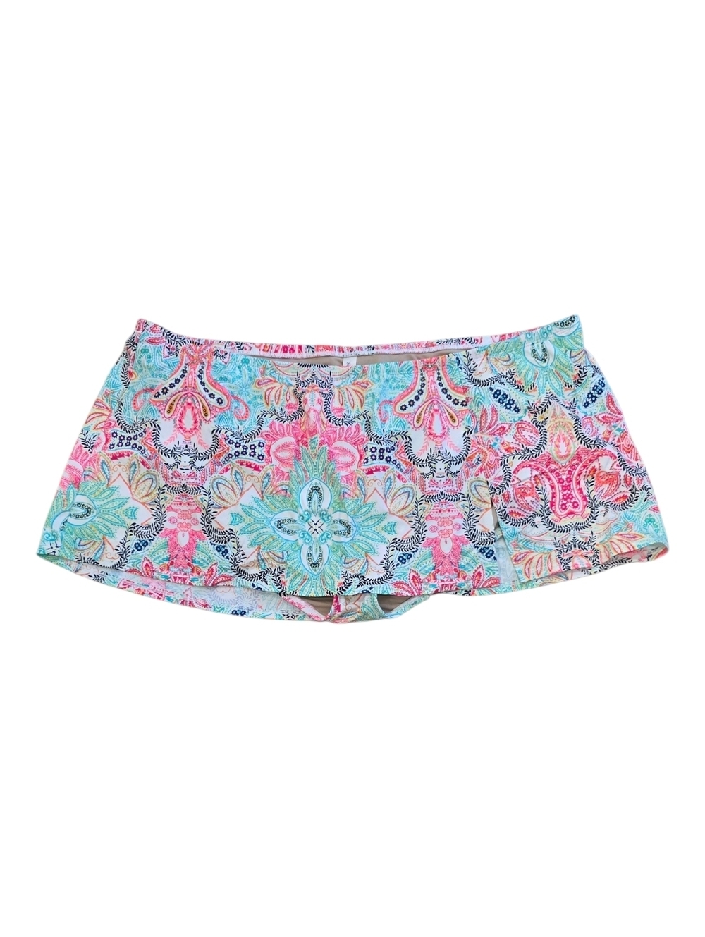 Swim By Cacique Pink Aqua Paisely Swim Skirt with Front Slit 24